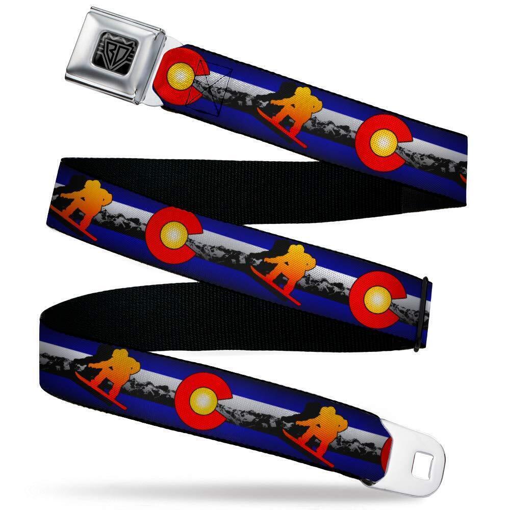 8408 Seatbelt Belt Colorado Kids, Snowboarder Orange/Mountians, 1.0"